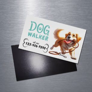 Dog Walker Cute Happy Dog Pet Sitter Magnetic Business Card