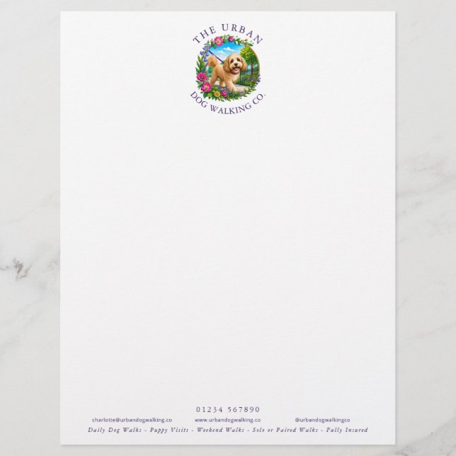 Dog Walker Day Care Cockapoo Logo Letterhead (Front)