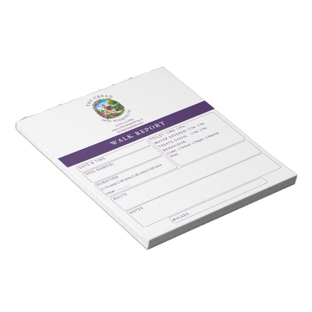 Dog Walker Day Care Customer Feedback Frenchie Notepad (Angled)