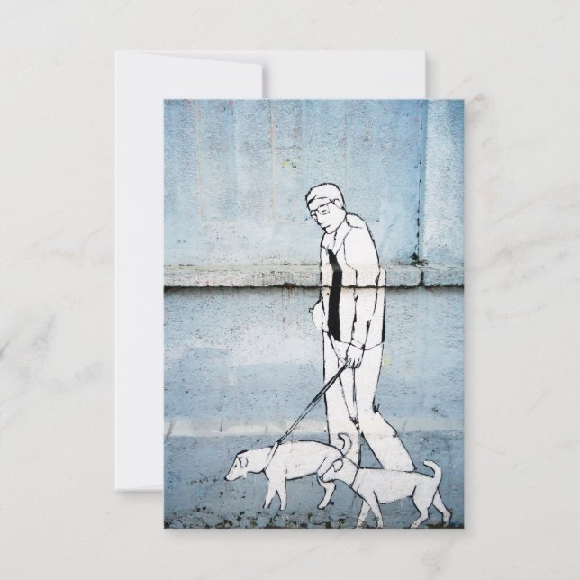 dog walker graffiti on branimirova street, croatia invitation (Front)