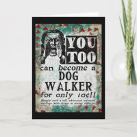 Dog Walker Greeting Card - Funny Vintage Retro