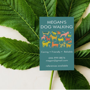 Dog Walker Groomer Colourful Funny Dogs Puppy Vets Business Card