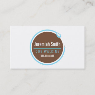 Dog Walker Leash Loop Modern Blue Business Card