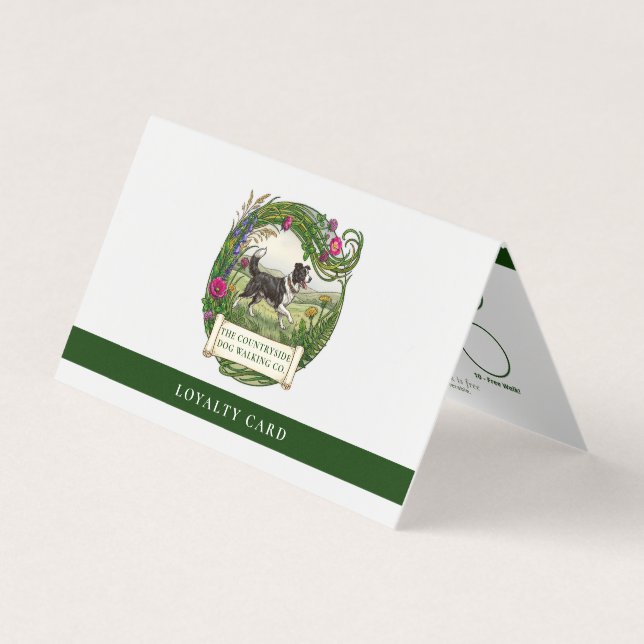 Dog Walker Loyalty Card Border Collie Rural Logo (Front)
