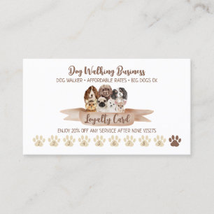 Dog Walker Loyalty Discount Paw Business Card