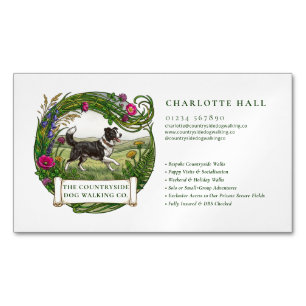 Dog Walker Magnetic Business Card - Border Collie