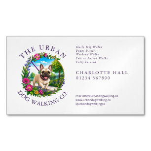 Dog Walker Magnetic Business Card - French Bulldog