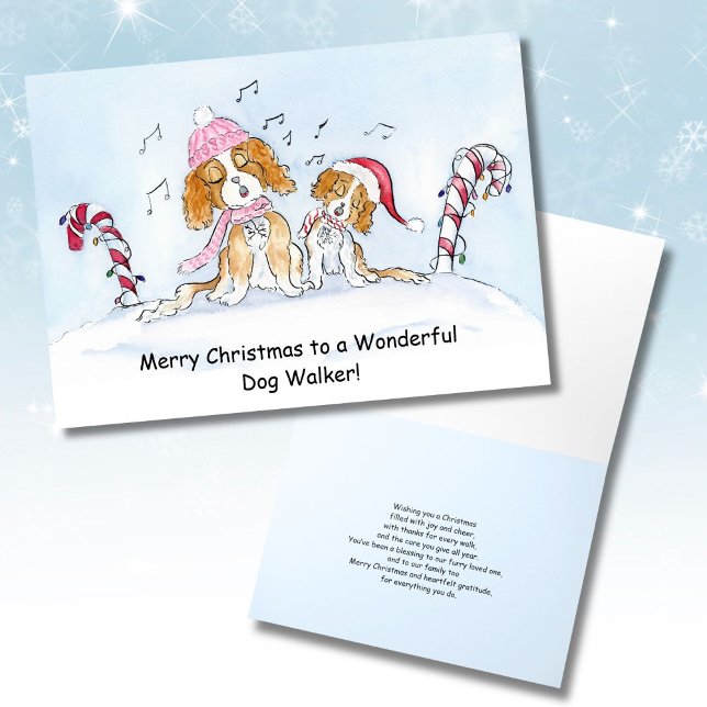 Dog Walker Merry Christmas CKCS Dogs Card (Creator Uploaded)