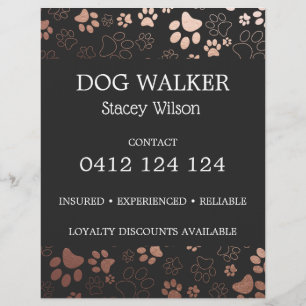 Dog Walker Paw Print Pattern Business Flyer