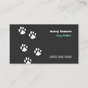 Dog Walker Paws Black Business Card
