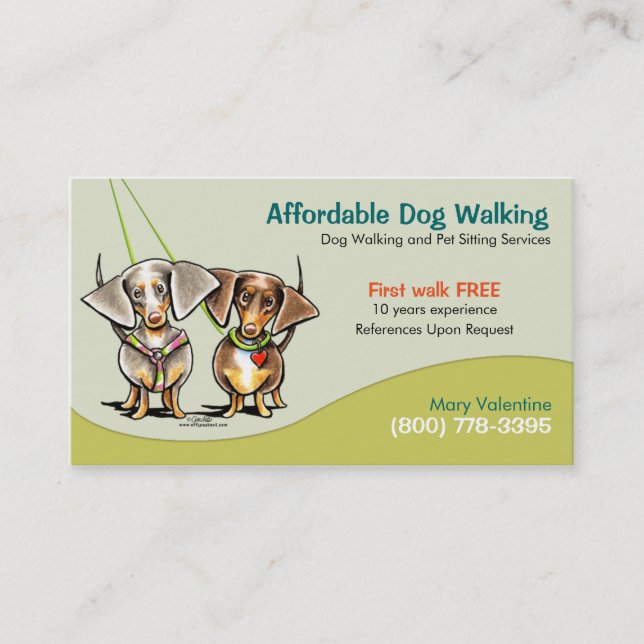Dog Walker Pet Business Dachshunds Card (Front)