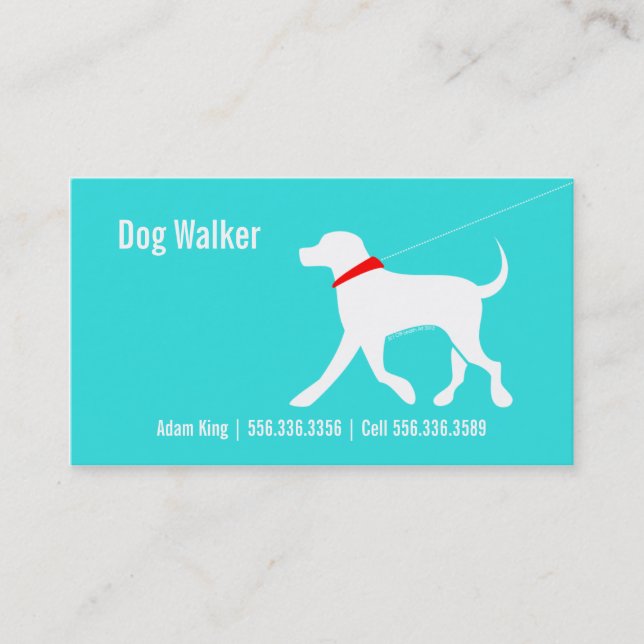 Dog Walker Pet Business Lab Modern Coastal Card (Front)