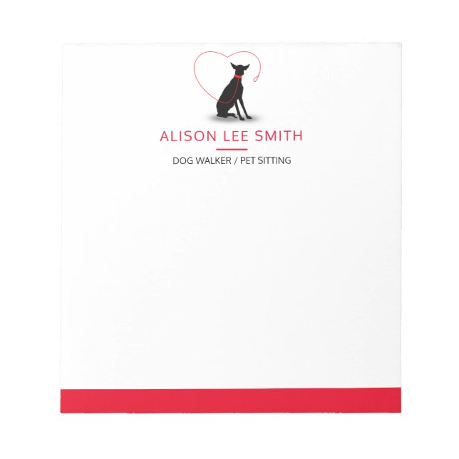 Dog walker / Pet Care Sitting Notepad (Front)