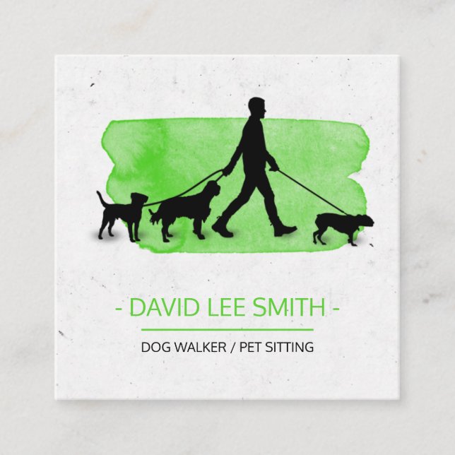 Dog walker / Pet Care Sitting Square Business Card (Front)