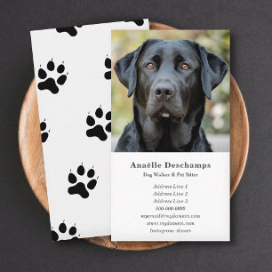 Dog Walker Pet Sitter Custom Photo White  Business Card