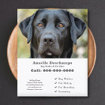 Dog Walker Pet Sitter Custom Photo White Flyer<br><div class="desc">A sleek and minimalist white flyer featuring a customisable photo of a cute black Labrador,  perfect for dog walker & pet sitter,  Canine Behaviour Educator,  groomer. You can replace the photo with your own logo! On the back there is a dog paw pattern!</div>