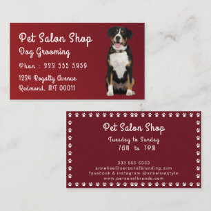 Dog Walker Pet Sitter Dog Groomer Watercolor red Business Card