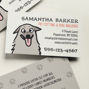 Dog Walker Pet Sitter Funny Fluffy Dog Business Card
