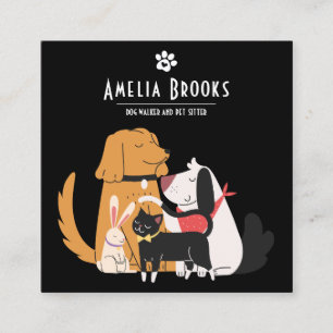 Dog Walker Pet Sitter Square Business Card