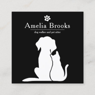 Dog Walker Pet Sitter Square Business Card