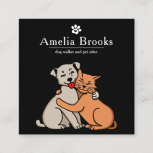 Dog Walker Pet Sitter Square Business Card