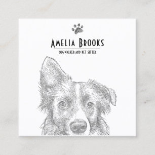 Dog Walker Pet Sitter Square Business Card