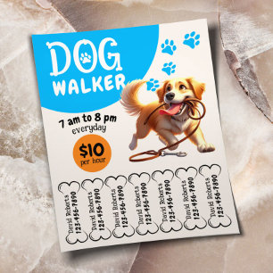 Dog Walker Pet Sitting Happy Dog Walking Service Flyer