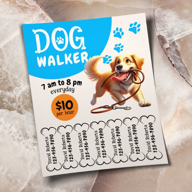 Dog Walker Pet Sitting Happy Dog Walking Service Flyer (Creator Uploaded)