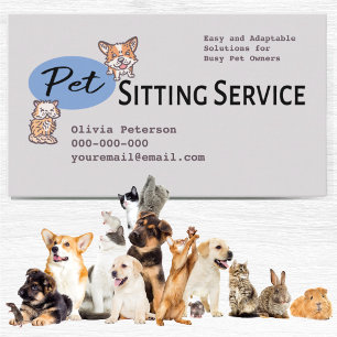 Dog Walker Pet Sitting Services Professional  Business Card