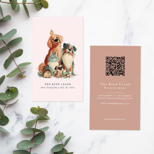 Dog Walker Pet Sitting Watercolor Business Card