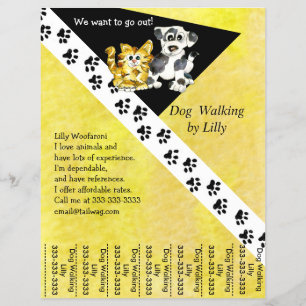 Dog Walker Pet Walking Tear Sheet Custom Flyer