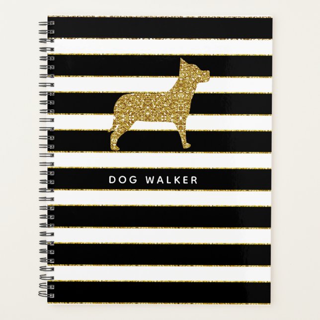 Dog Walker Planner Golden Stripes (Front)