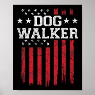 Dog Walker Proud American Flag Usa Patriot Patriot Poster