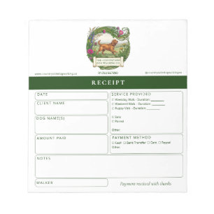 Dog Walker Receipt Pad - Cocker Spaniel