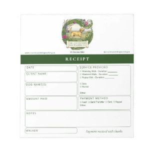 Dog Walker Receipt Pad - Rural Labrador
