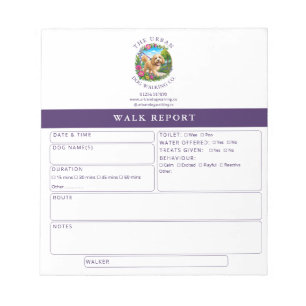 Dog Walker Report Notepad - Cockapoo