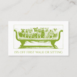 Dog Walker Sitter Dogs In A Row Discount Card