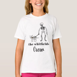 Dog Walker Skeleton Halloween Family Matching T-Shirt
