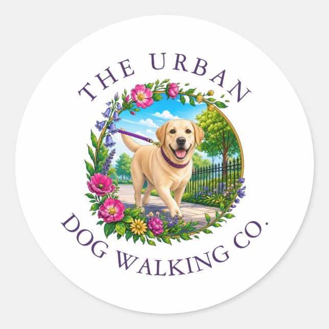 Dog Walker Small Stickers with Labrador (Front)