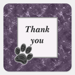 Dog Walker Thank You Purple Paw Print Pet Sitter Square Sticker