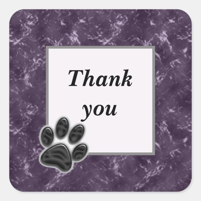 Dog Walker Thank You Purple Paw Print Pet Sitter Square Sticker (Front)