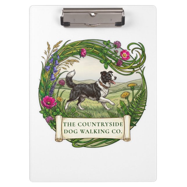 Dog Walker Trainer Border Collie Sheep Dog Clipboard (Front)