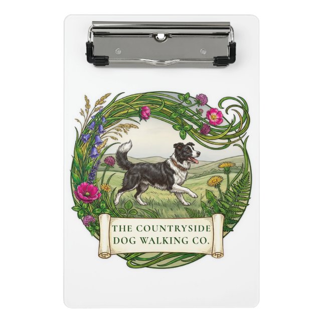 Dog Walker Trainer Border Collie Sheep Dog Mini Clipboard (Front)