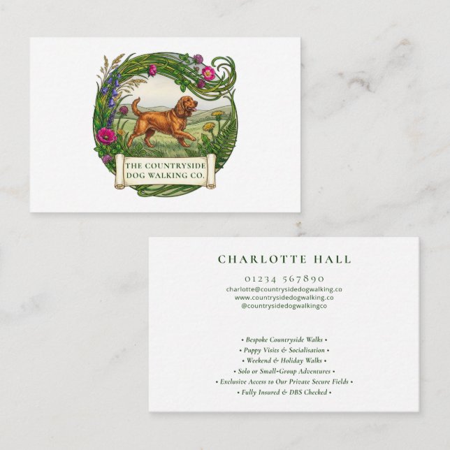 Dog Walker Trainer Business Card Cocker Spaniel (Front/Back)