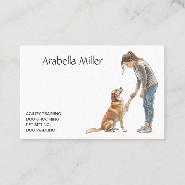 Dog Walker, Trainer, Obedience, Agility, Groomer Business Card (Front)