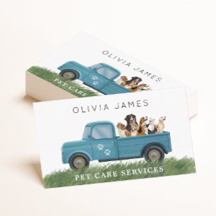 Dog walker van pet care service business card