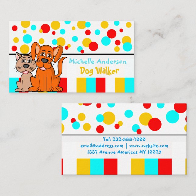 Dog walker veterinary and pet shop business card (Front/Back)