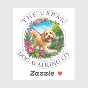 Dog Walker Vinyl Cut-Out Sticker - Cockapoo