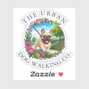 Dog Walker Vinyl Cut-Out Sticker - French Bulldog