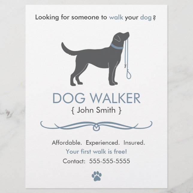Dog Walker/Walking Business Flyer Template (Front)